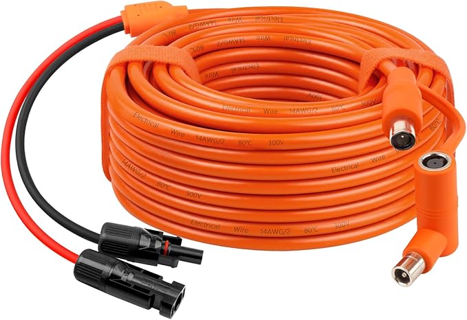 XRDS -RF Solar Connector to DC 8mm Extension Cable 35FT 14/12AWG Heavy Duty Adapter Cord with DC 7909 &amp 8020 for Jackery Explorer 240/500/1000/1500/2000 Pro Portable Power Station