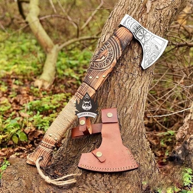 Hnadmade Two Handed Large Berserker Axe Norse Axe Scandinavian Viking Dane Ashwood Handle Functional Axe (FM-0008) ((FM-81))