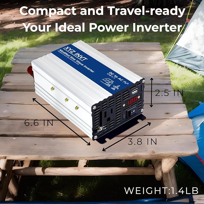 500W Power Inverter 12V DC to 110V 120V AC Modified Sine Wave Car Power Inverter with 1 AC Outlet &amp 1 USB Port &amp LED Display for Car RV Emergency Off-Grid Over 90% Efficiency