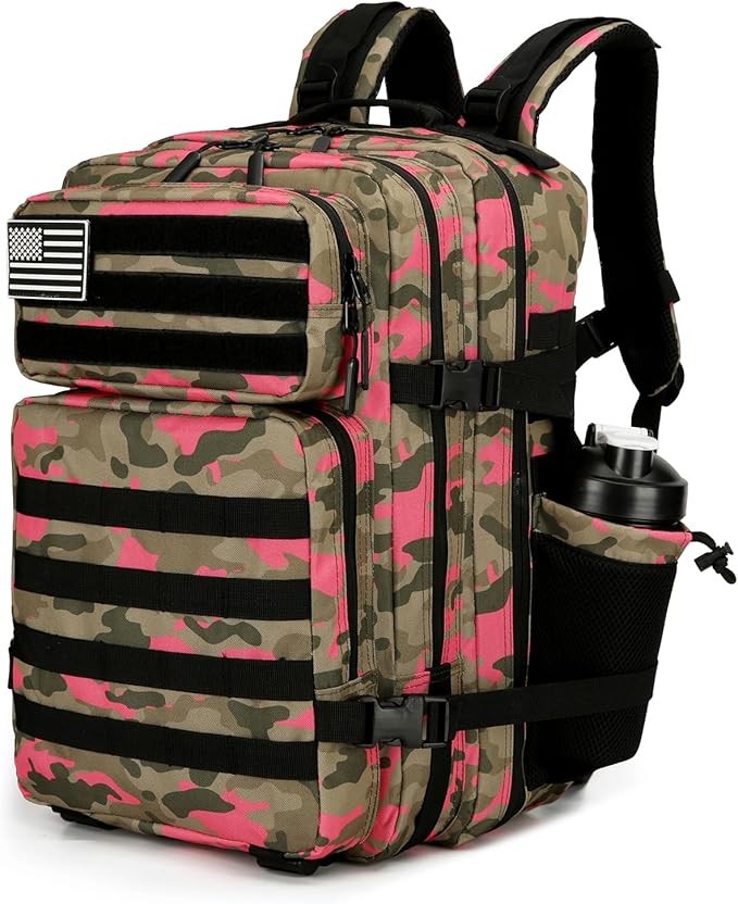 Lovelinks21 25L Tactical Backpack for Men and Women Military Backpack Small Assault Pack Molle Backpack Bug Out Bag Travel Rucksack Daypack (Pink Camo)