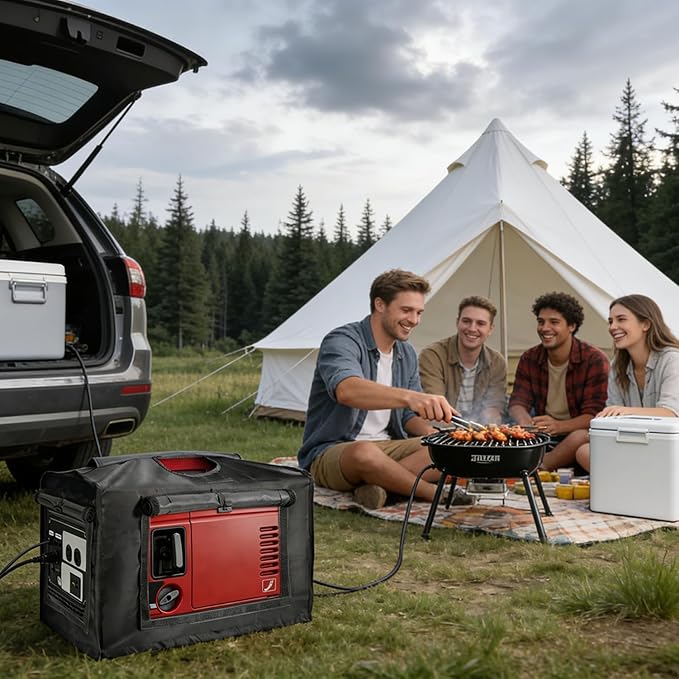 Joramoy Generator Cover While RunningOpened Double-layer 600D Portable Generator Tent for Outside Honda EU2000i EU2200ICWaterproofHeavy Duty