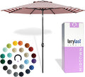 MIDTOWN UMBRELLAS The Lean 8 Feet Outdoor Umbrella With Terylast Red Stripes (Red/White Stripes) Polyester Fabric - 8 Ribs Aluminum Frame Patio Umbrella With Zinc Alloy Crank Lift And Auto-Tilt System