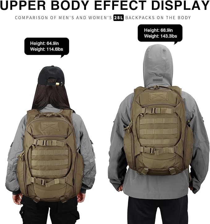 Mardingtop 28L Tactical Backpack for Men with Molle Pouch Tool Utility Pouch Bag