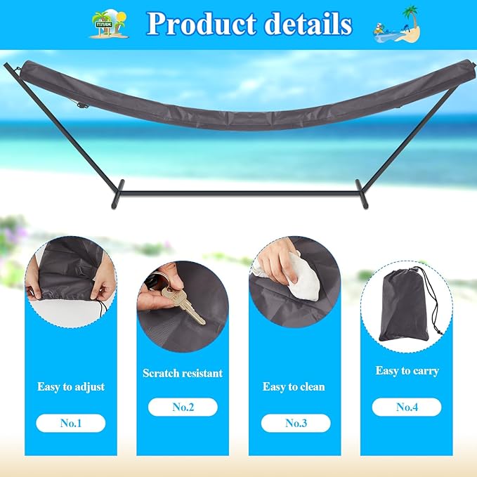 2 Pcs Hammock Cover Sleeve Waterproof 12 ft Lightweight and Compact Camping Storage Protector Fits Most Hammock for Outdoor Hiking Camping Grey