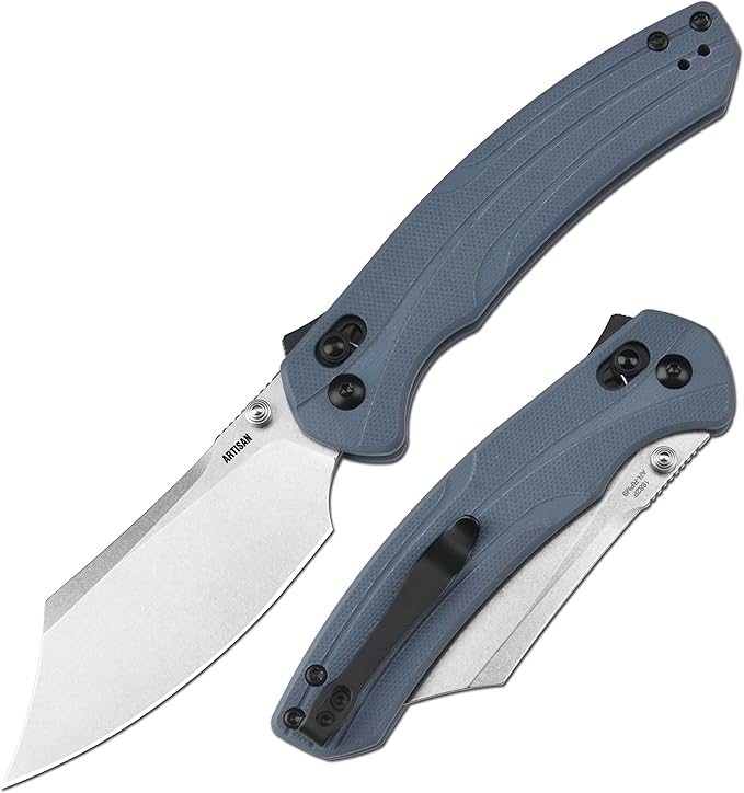 ARTISANCUTLERY Simoon Pocket Knife 3.47 AR-RPM9 Steel Blade G10 Handle Folding Knife with Recoil Lock V2 EDC Knives for Camping Hiking Survival(ATZ-1882 Blue)