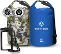 Earth Pak Waterproof Dry Bag - Roll Top Waterproof Backpack Sack (Camo 55L &amp Blue 55L)