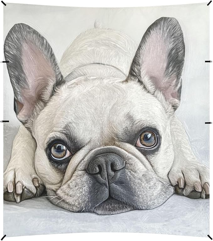 ALAZA French Bulldog Lie Prone and Happy and Comfortably Beach Tent Sun Shelter Portable Canopy Sunshade for Outdoor Camping Picnics Backyard Fun 10x9 ft