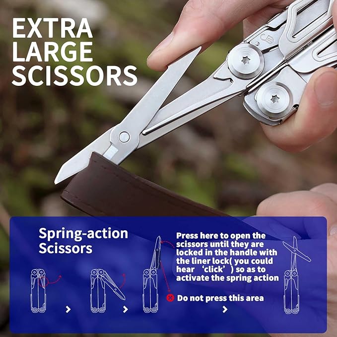 ROCKTOL Multitool 29-in-1 Multitool Pliers with Replaceable Wire Cutters and Saw Heavy-duty Stainless Steel Multi-tool Set and Nylon Sheath for Camping Survival multi tool for Man