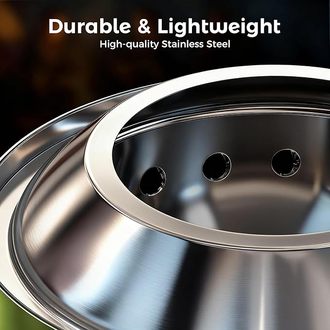 BALI OUTDOORS 6.5 inch Tabletop Fire Pit Round Stainless Steel Table Top Firepit Small Outdoor Smokeless Firepit Portable Green