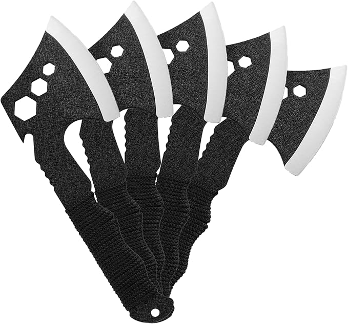 Lightweight Tactical Hatchets Small Camping Backpacking Axe with Nylon Fiber Handle for Bushcraft Outdoor Survival Hiking with Tactical Holes and Detachable Parachute Cord-5 Pack