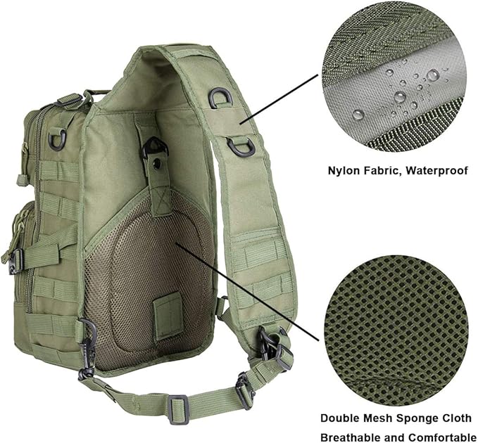 hopopower Tactical Sling Bag Sport Bag Military Rover Shoulder Backpack EDC Assault Range Bag Chest Pack Handbag Waterproof