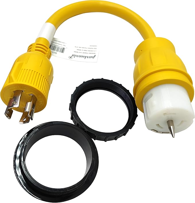 Parkworld 62176 Shore Power Adapter Generator 30A L14-30P Male to Transfer Switch 50A SS2-50R/CS6364 Female with Locking Ring (1.5FT)