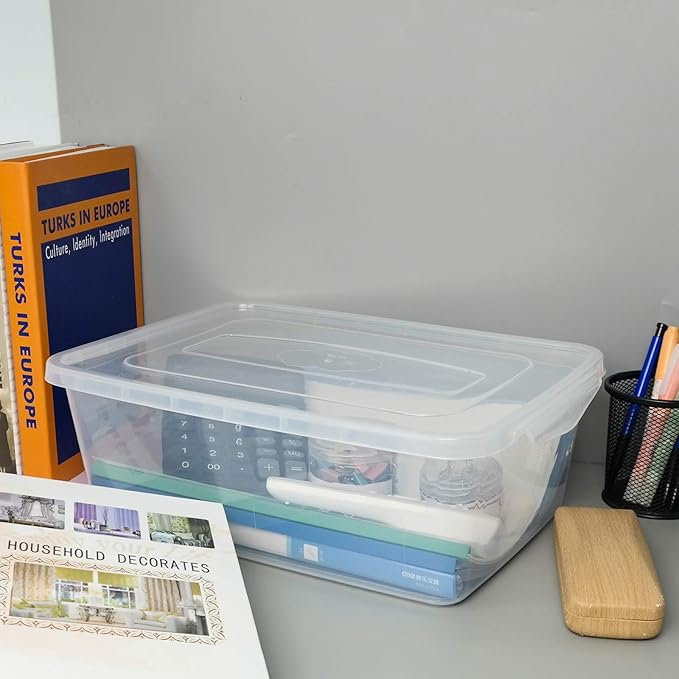 Gloreen 4 Pack Clear Storage Bin 14 Quart Latch Containers Boxes with Lid Clear