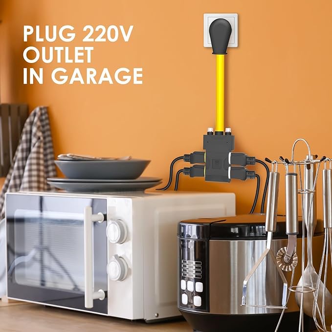 NEMA 10-50P to 110V Adapter for Gas Stove &amp Household Appliances 50Amp Electric Range Outlet to 4X 5-20R T-Blade Power Hub with 20A Circuit Breakers Heavy Duty STW Distribution Cord ETL Listed