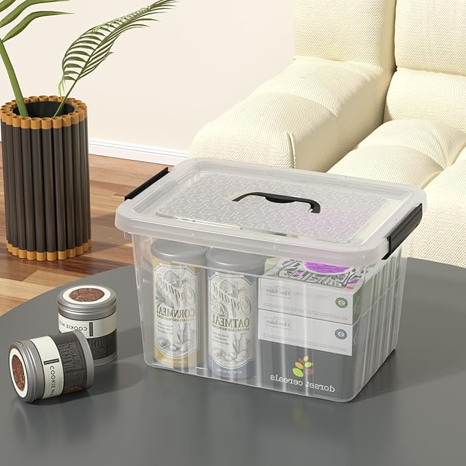 10 Quart Clear Plastic Storage Boxes with Handle 4-Pack Clear Plastic Storage Bins with Lids