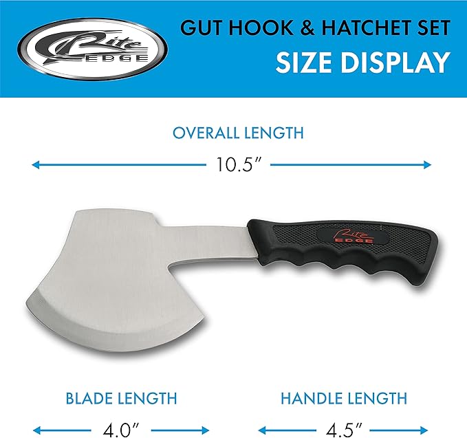 Rite Edge 2-Piece Hunting Knife and Hatchet Set – Stainless Steel Gut Hook and Survival Axe with Nylon Sheath for Camping Hiking and Outdoors