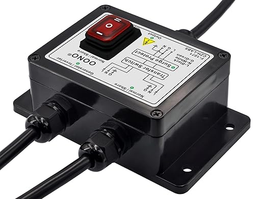Manual Transfer Switch AC120V 15Amp with Surge Protection for Generator Inverter Solar. OONO F-1071