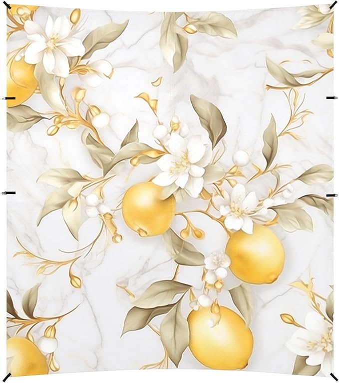 ALAZA Lemon Floral Marble Beach Tent Sun Shelter Portable Canopy Sunshade for Outdoor Camping Picnics Backyard Fun 10x9 ft