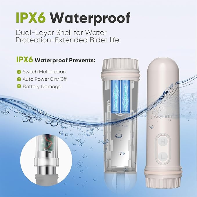 Portable Electric Bidet Sprayer - Handheld Travel Bidet with 2 Pressure Modes - Waterproof Foldable Pocket-Sized &amp Cordless for Bathroom Ultimate Personal Hygiene Cleaning at Home and Camping - Gr