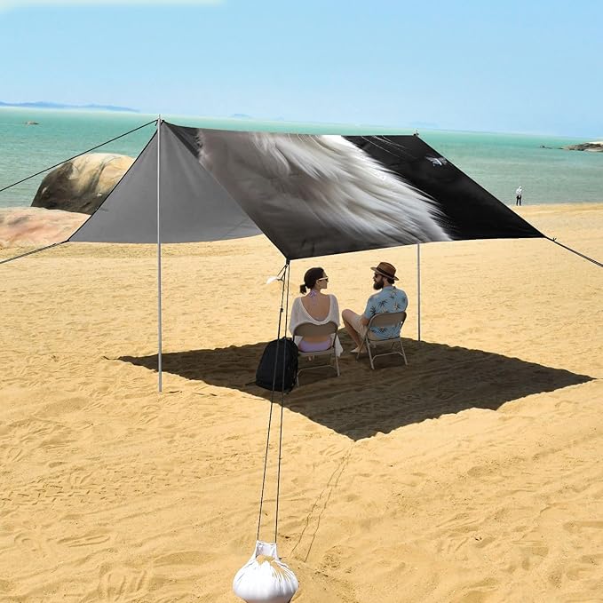 ALAZA Cat Butterfly Beach Tent Sun Shelter UPF50+ Protection Beach Shade Canopy w/ 4 Sandbags for Outdoor Camping Fishing Backyard Fun Picnic 10x9 ft