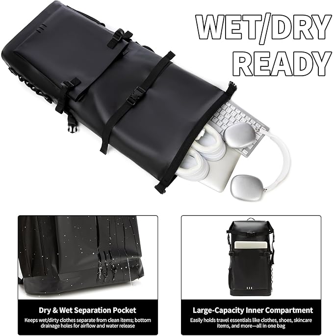 Waterproof Dry BagHeavy Duty Hiking Backpack Roll-Top Closure Bag for Kayaking Hiking Camping Boating- Men/Women ﻿