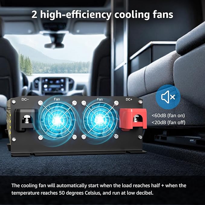 XWJNE 3000W Pure Sine Wave Power Inverter 12V DC to 120V AC Converter with LED Display and Remote Controller for Home RV Truck Off-Grid Solar Power