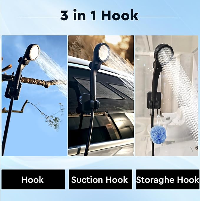 Fotgear Portable Camping Shower - 6000mAh Rechargeable Outdoor Shower with LED Display - IPX7 Waterproof Camping Shower Kit for Hiking Travel Car Washing RV Pet Bath