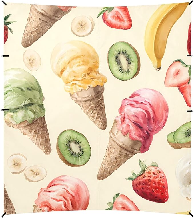 ALAZA Ice Cream Fruit Pattern Beach Tent Sun Shelter Portable Canopy Sunshade for Outdoor Camping Picnics Backyard Fun 10x9 ft