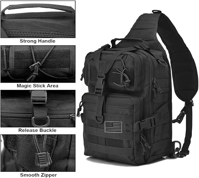 hopopower Tactical Sling Bag Sport Bag Military Rover Shoulder Backpack EDC Assault Range Bag Chest Pack Handbag Waterproof