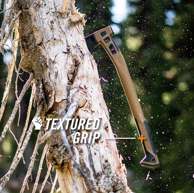 Gerber Camping and Outdoor Axe Includes Holster with Paracord and Storage Compartment Bushcraft Axe Hardened Steel with PTFE Coating Brown 31-003780