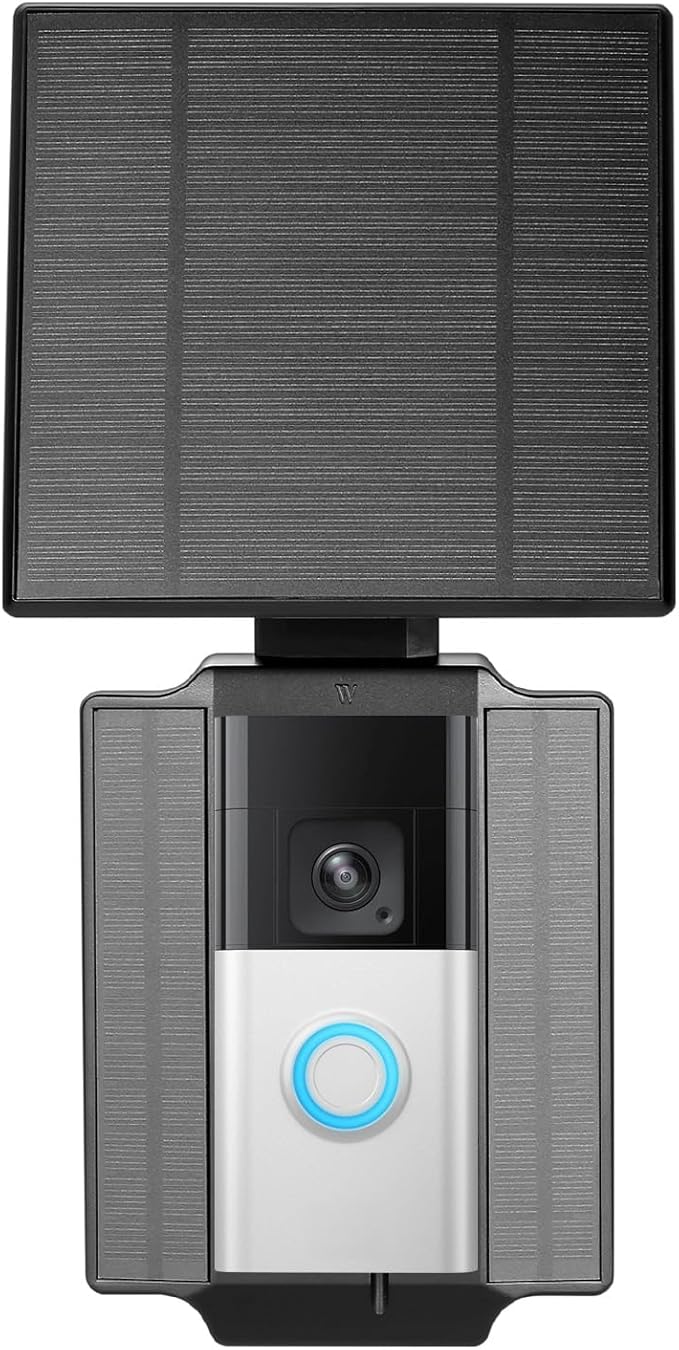 Wasserstein Universal Solar Charger Compatible with Ring Battery Doorbell (2024 Release)/Pro/Plus/4/3/3 Plus/2nd Gen (2020 Release) &amp Wyze Wireless Video Doorbell Pro - 2.5W Solar Panel Charger