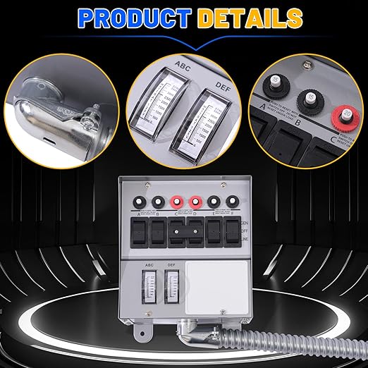 30 Amp Generator Transfer Switch Kit 6-Circuit 7500 Watts Include Weatherproof Inlet Box 10 Foot Power Cord watt Meters Indoor Surface-Mounted Use Replace 31406CWK