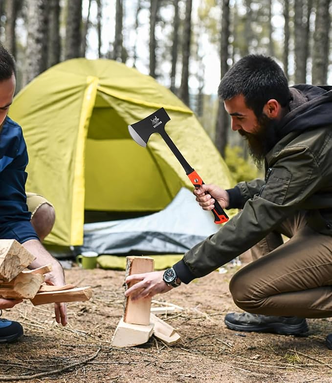 17 Hatchet Camping Axe High Carbon Steel &amp Non-Slip Shock-Absorbing Grip with Nylon Sheath