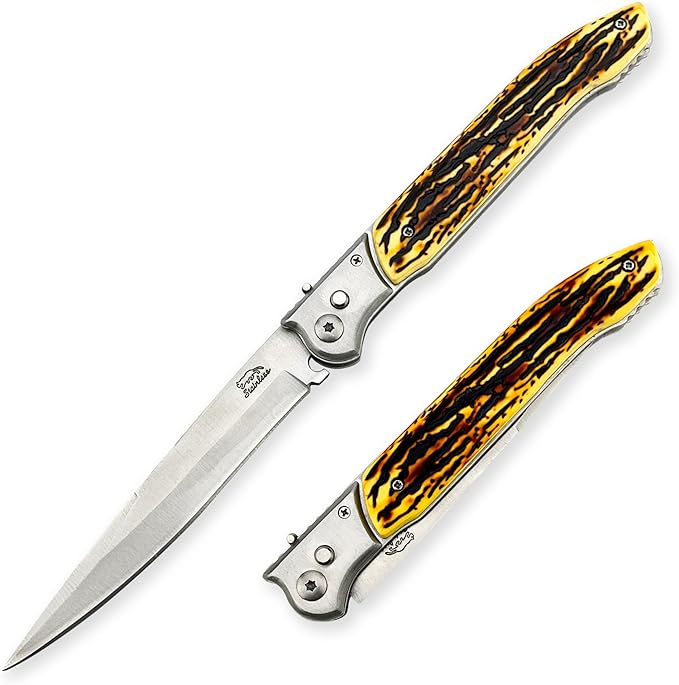12-inch Large Pocket Folding Knife 440C Steel Blade and Resin Handle Assisted Opening with Slide Safety Lock EDC for Outdoor Hiking Camping and Adventure