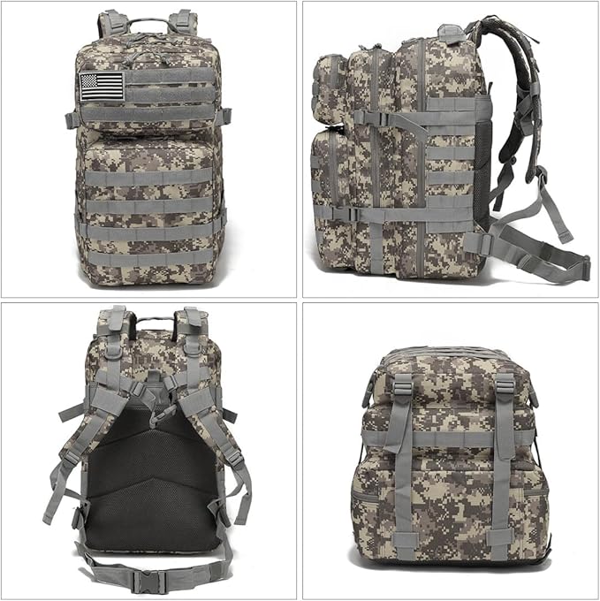 45L Military Tactical Backpacks Molle Army Assault Pack 3 Day Bug Out Bag Hiking Treeking Rucksack (ACU)