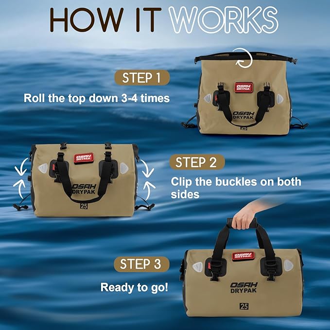 Waterproof Duffel Bag - Motorcycle Dry Bag Tail Bag with Large Storage Space Waterproof Luggage Duffle Bags with Outer Mesh Zipper Pocket for Camping Kayaking Fishing &amp Traveling