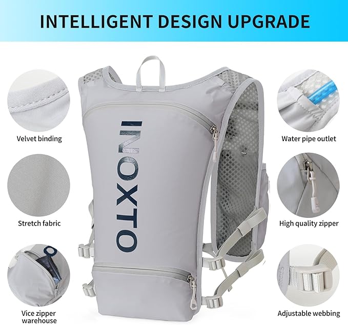 INOXTO Running Hydration Vest BackpackLightweight Insulated Pack with 1.5L Water Bladder Bag Daypack for Hiking Trail Running Cycling Race Marathon for Women Men