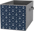 Collapsible Cube Storage Organizer with Handles Nautical Anchor Foldable Fabric Bin for Shelves Perfect for Closet Bathroom Kids' Room &amp Nursery