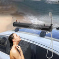 Pressurized Water Tank for Camping Shower Solar Roof Rack Shower Outdoor Roof Rack Water Tank with 4.92ft Water Hose &amp Shower Head for Hiking Car wash Pet Cleaning Beach Vacations 30L/7.9Gallon