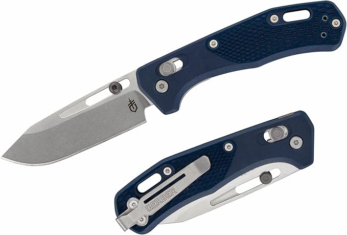 Gerber Gear Assert Magnacut - Deep Carry Pocket Clip Knife for Camping Hiking Adventure - EDC Utility Tool - Stainless Steel Blade - Textured Grip - Made in USA - Blue