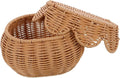 Cabilock Scalloped Wicker Storage Bin with Lid Handwoven Seagrass Basket for Blanket Storage Covered Household Organizer Basket Box for Shelf and Wardrobe