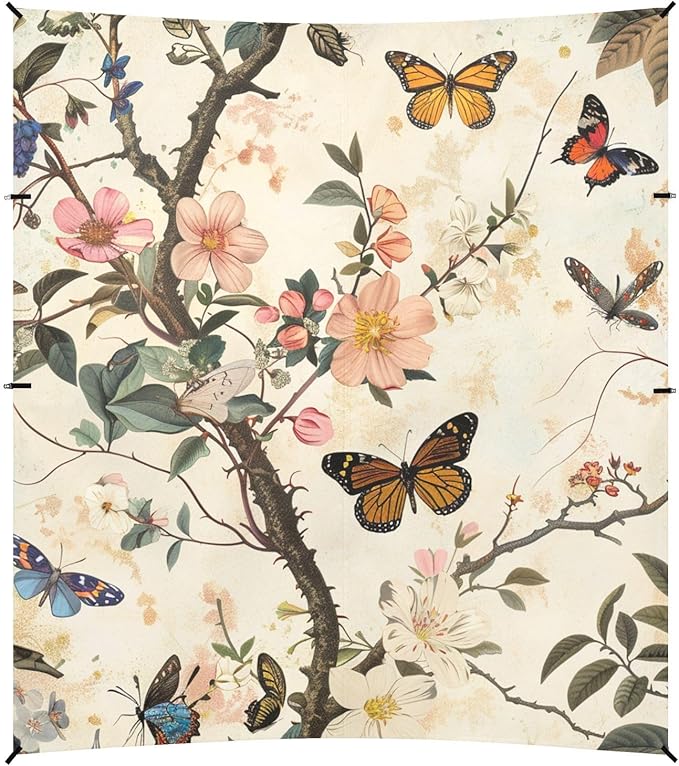 ALAZA Flowers Twigs Butterflies Dragonflies Beach Tent Sun Shelter Portable Canopy Sunshade for Outdoor Camping Picnics Backyard Fun 10x9 ft