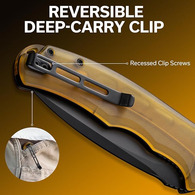 CIVIVI Praxis Pocket Folding Knife - Modern Aesthetics Ultem Handle 3.75 Sharp Blade Deep Carry Clip for EDC C803M