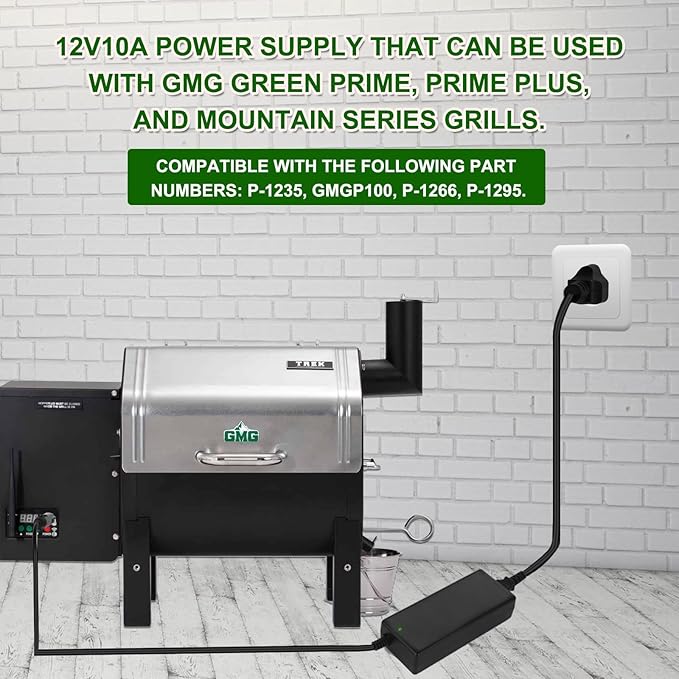12V Green Mountain Grill Power Cord That Works with GMG Green Mountain Grills Davy Crockett Power Converter Adapter Style P-1001 P1001 Model: GMG-ADP10A GMGADP10A