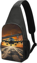 Sling Bags Military Plane Landing On Runways Chest Bag for Men Women Shoulder Bag for Travel Sport Chest Pack