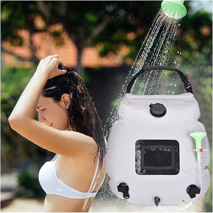 Portable Hiking Shower Bag 20L Outdoor Camping Solar Water Bag Travel Easy to Transport Parts (Color : Grey) (Green)