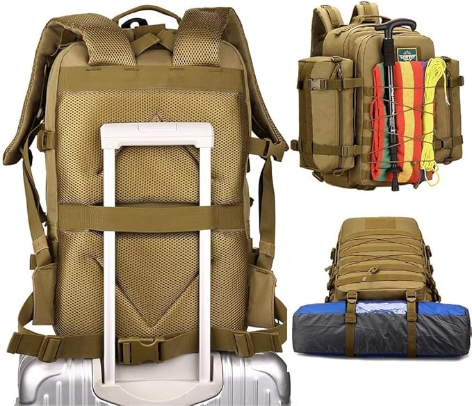 Tactical Hiking Camping Backpacks Molle 45L Rucksack Sport Travel Bags Large Capacity Fishing Bag(T)