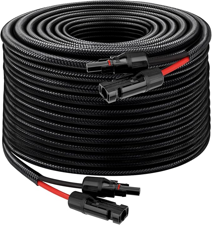 XRDS -RF Solar Panel Cable 100FT 10AWG Solar Extension Cable with Male &amp Female Solar Connectors Flame-Retardant Protective Sleeving Solar Cable Weatherproof PV Wire for Solar Panel Connection