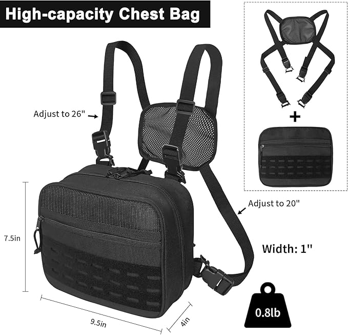 SMONT Buy Army Green Wash Bag and Black Tactical Chest Pack Combo