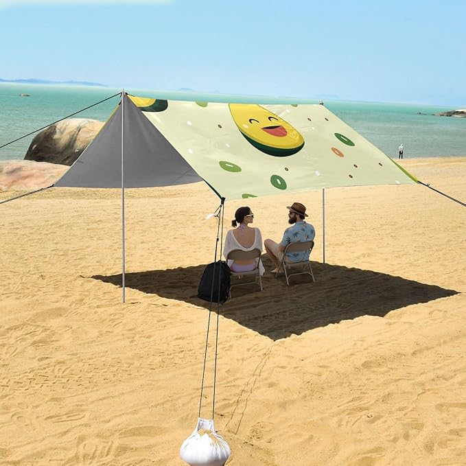 ALAZA Cute Avocado with Dot Beach Tent Sun Shelter Portable Canopy Sunshade for Outdoor Camping Picnics Backyard Fun 10x9 ft